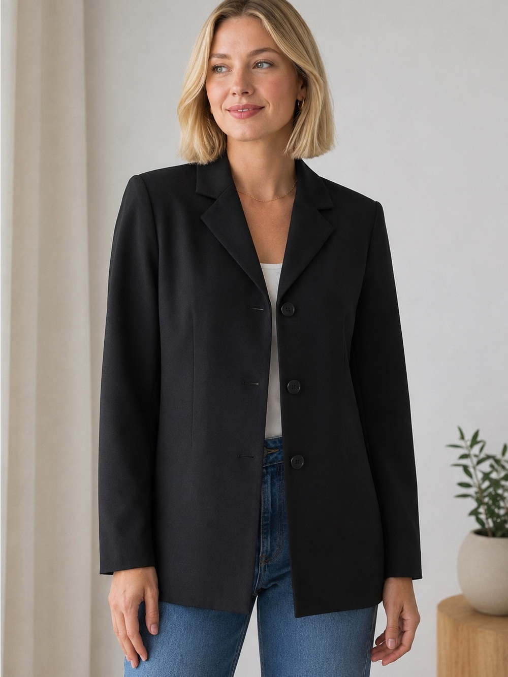 Jax Studio Black Women's Tailored Blazer Jacket